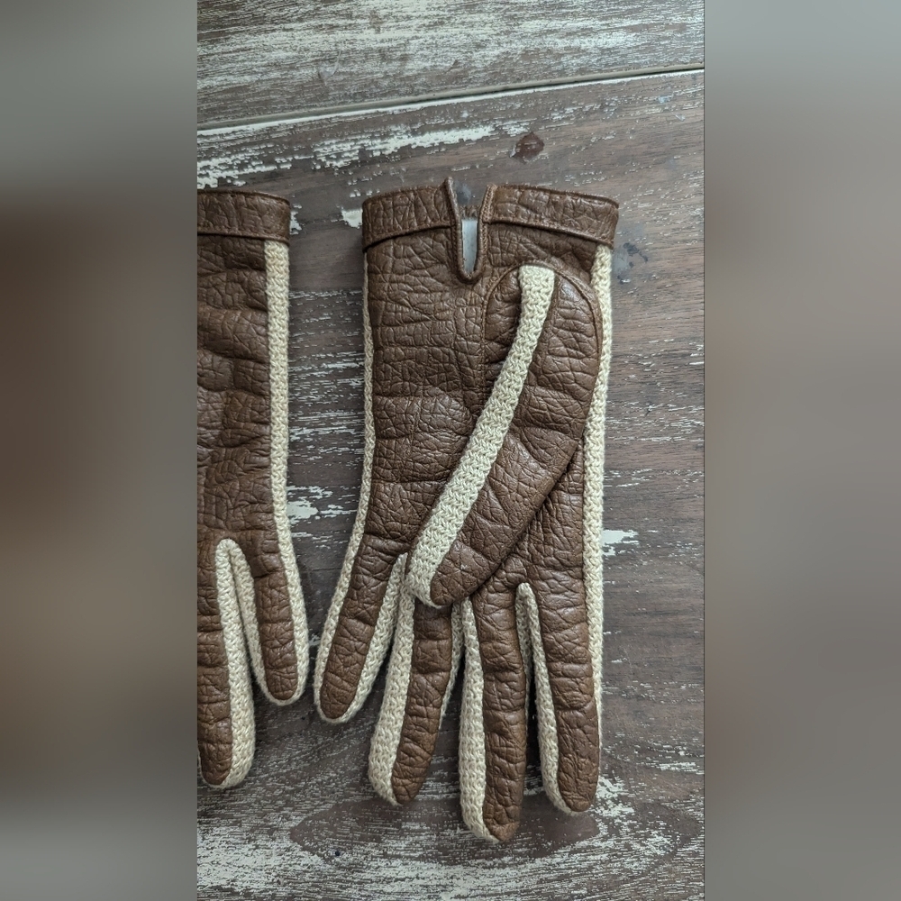 " Vinyl " Leather and wool interior gloves womens gloves - Picture 9 of 13